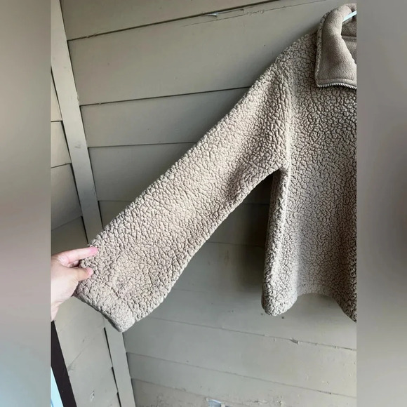 Champion Fleece 3/4 Zip Turtleneck Sweater - Size L - Beige, Neutral, Winter - Picture 4 of 5